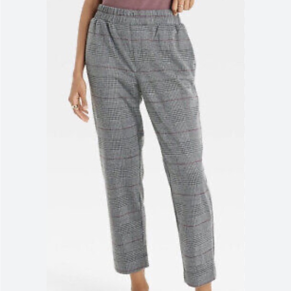 a new day Pants - A New Day | Cropped dark gray plaid Pants elastic waist